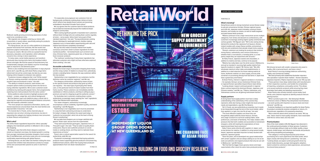 Gong Grocer Featured in Retail World's April Issue